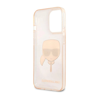 Karl Lagerfeld Karl’s Head Glitter Case, Gold - iPhone 13 Pro