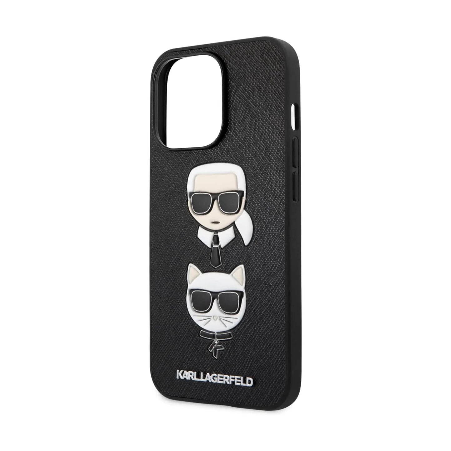 Karl Lagerfeld Hülle Saffiano Karl & Choupette Embossed Heads Schwarz – iPhone 13 Pro Max