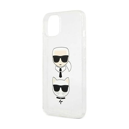 Karl Lagerfeld Glitzer Karl & Choupette Kopf Case, Silber - iPhone 13 mini
