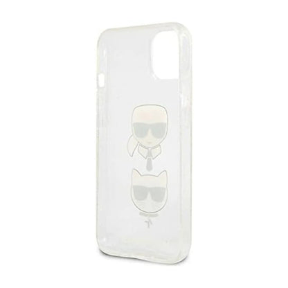 Karl Lagerfeld Glitzer Karl & Choupette Kopf Case, Silber - iPhone 13 mini