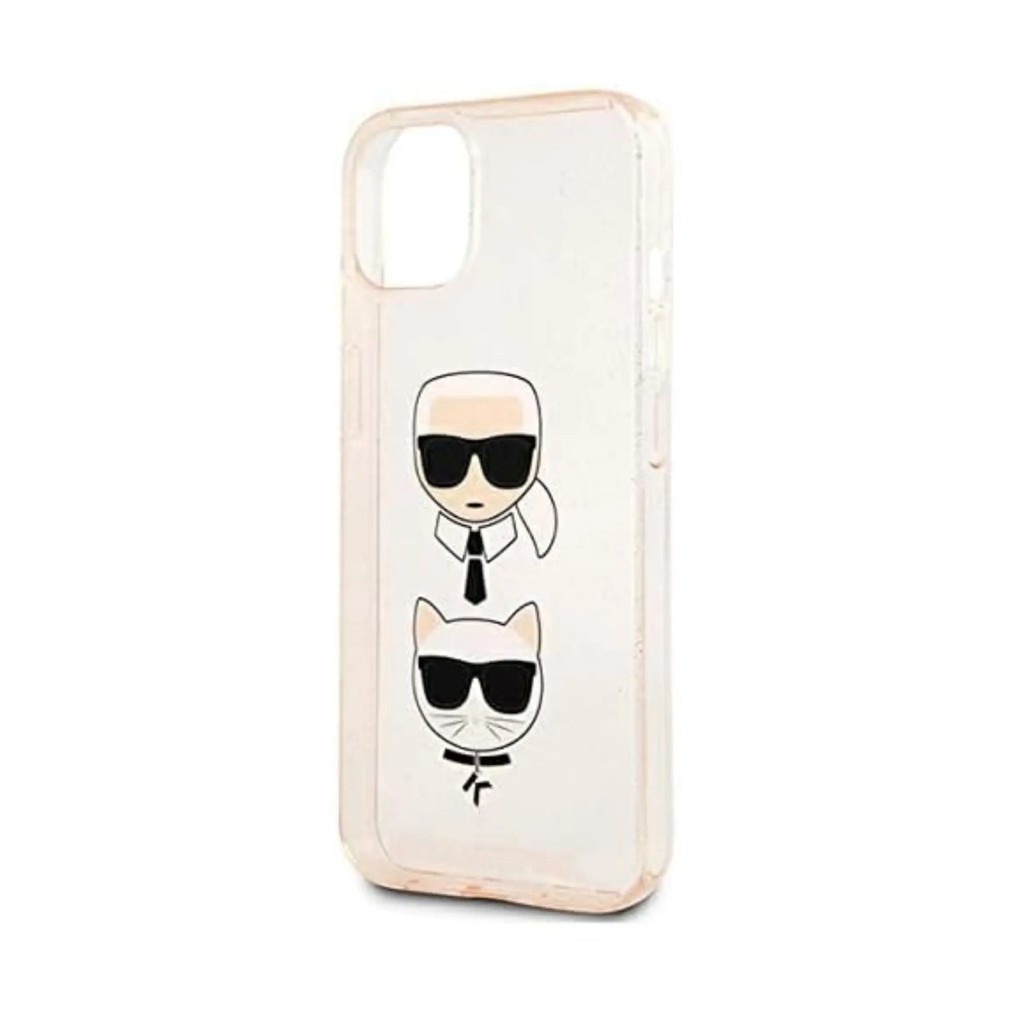Karl Lagerfeld Glitzer Karl & Choupette Kopf Case, Gold - iPhone 13 mini