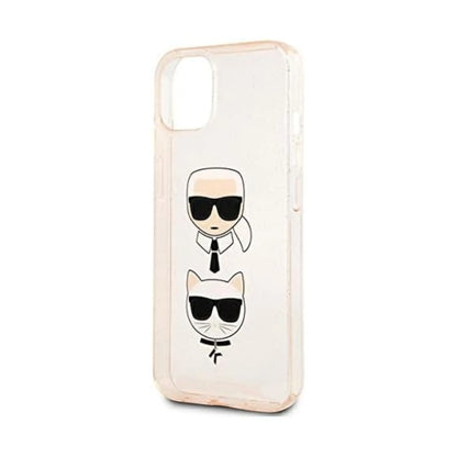 Karl Lagerfeld Glitzer Karl & Choupette Kopf Case, Gold - iPhone 13 mini