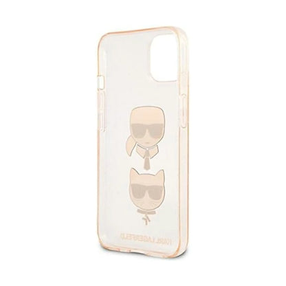 Karl Lagerfeld Glitzer Karl & Choupette Kopf Case, Gold - iPhone 13 mini