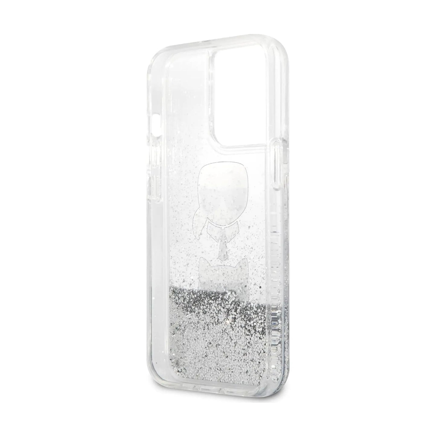 Karl Lagerfeld Liquid Glitter Karl & Choupette Head Case, Silber - iPhone 13 Pro