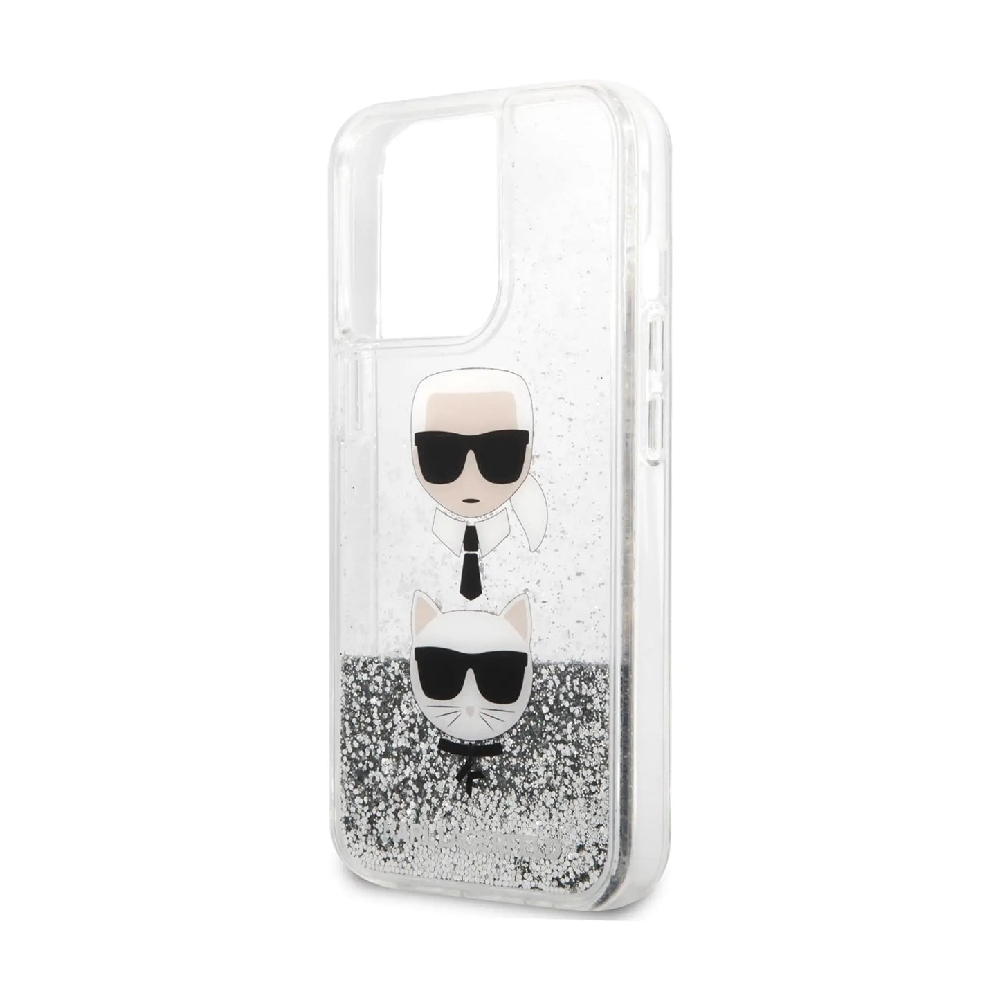 Karl Lagerfeld Liquid Glitter Karl & Choupette, Silber - iPhone 13 Pro Max