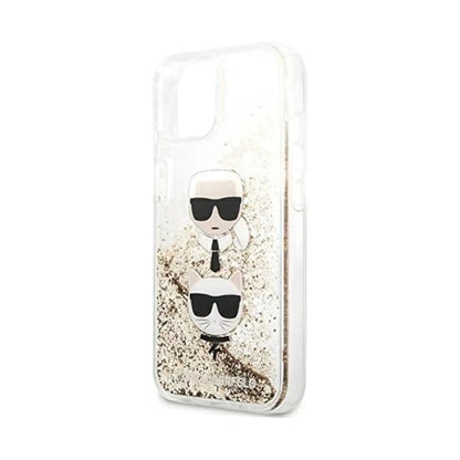 Karl Lagerfeld Liquid Glitter Karl & Choupette Kopf Case, Gold - iPhone 13 mini