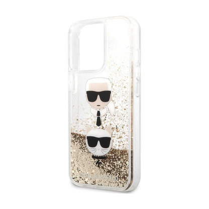 Karl Lagerfeld Liquid Glitter Karl & Choupette, Gold - iPhone 13 Pro Max
