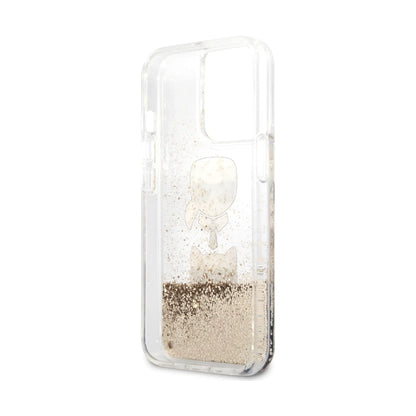 Karl Lagerfeld Liquid Glitter Karl & Choupette, Gold - iPhone 13 Pro Max