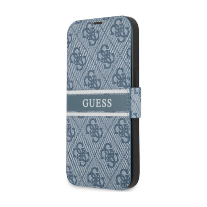 Guess GUBKP13S4GDBL Book Case 4G Stripe Blau - iPhone 13 Mini