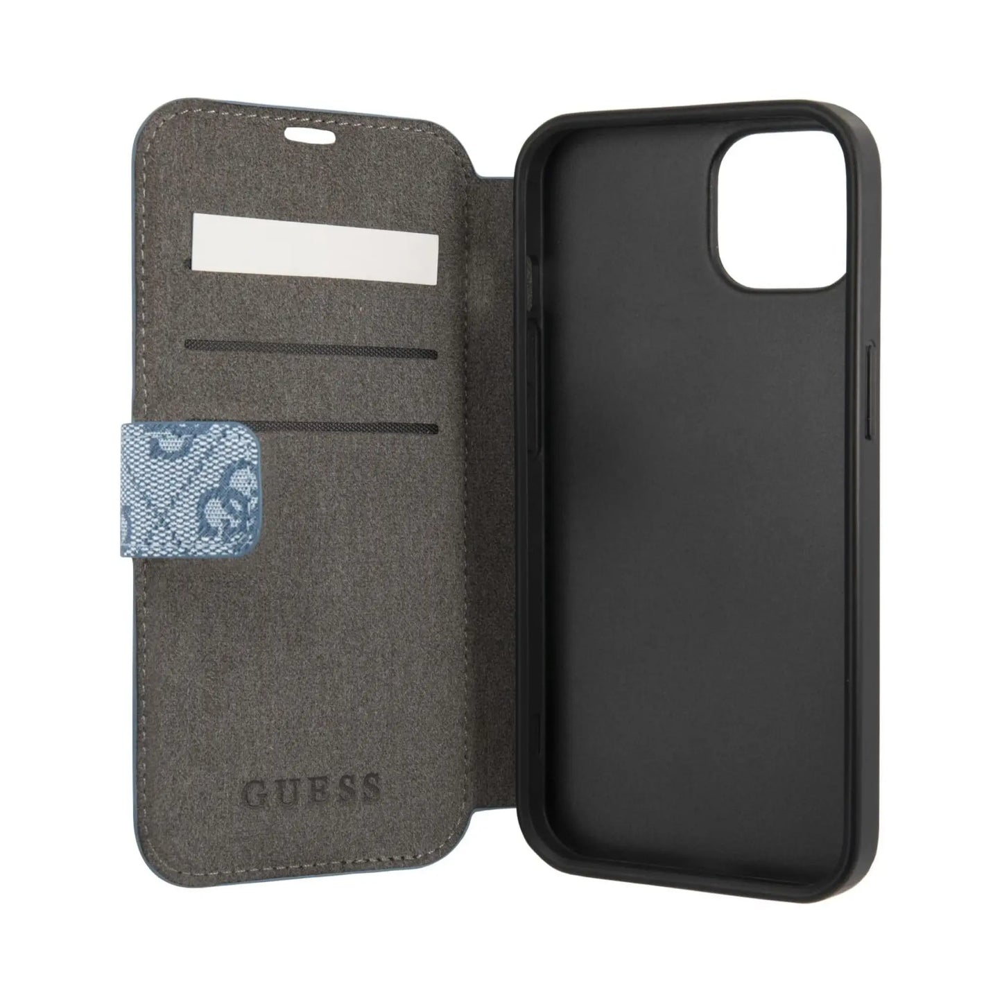 Guess GUBKP13S4GDBL Book Case 4G Stripe Blau - iPhone 13 Mini