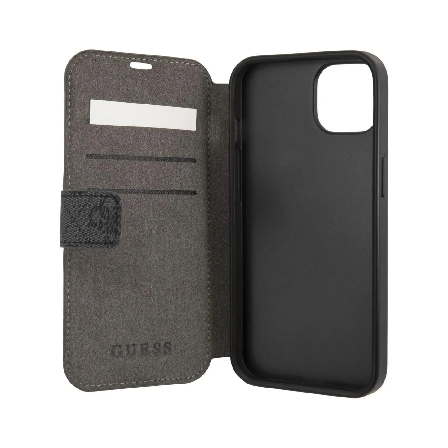 Guess GUBKP13S4GMGGR 4G Big Metal Logo Book Case, Grau – iPhone 13 mini