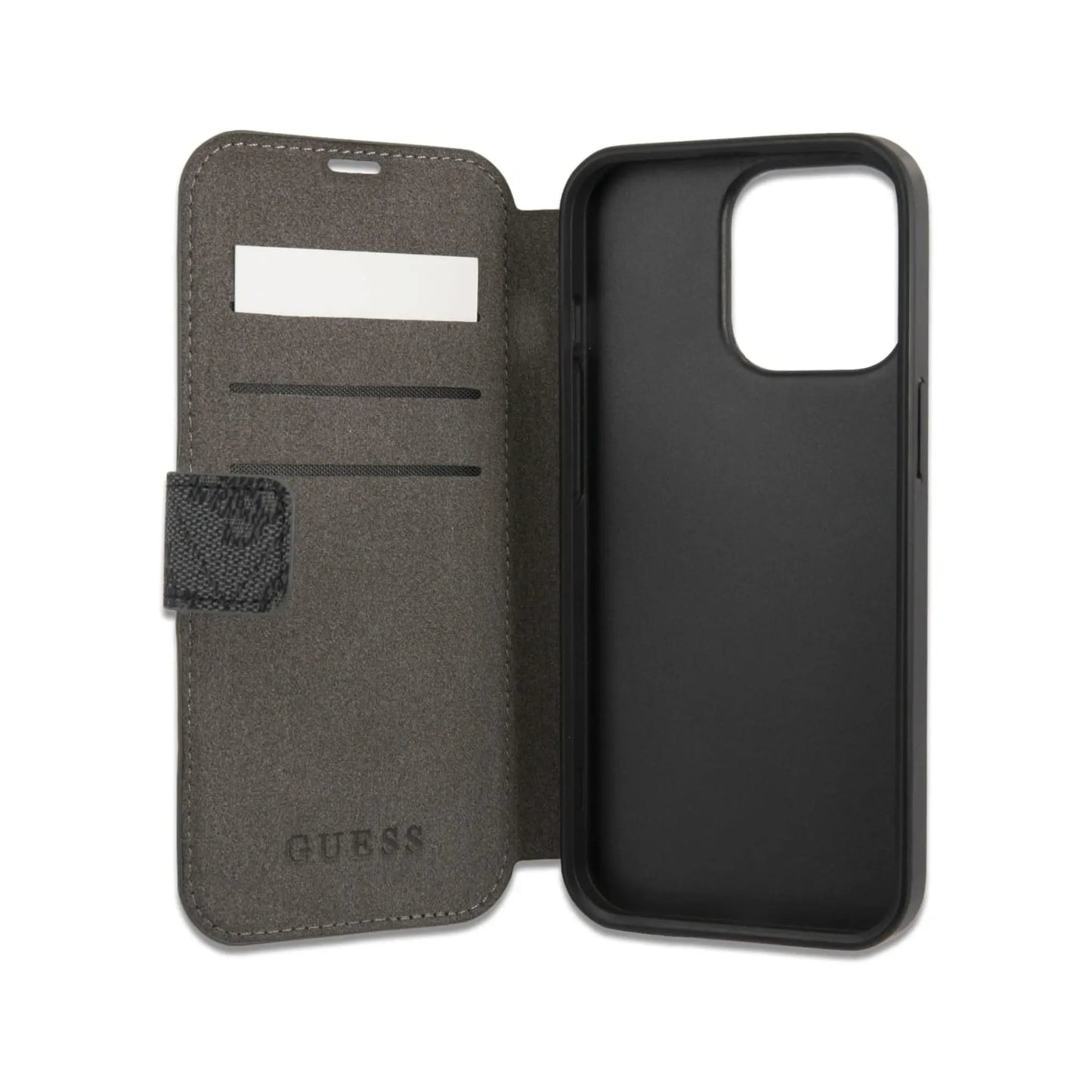 Guess 4G Big Metal Logo Book Case, Grau – iPhone 13 Pro