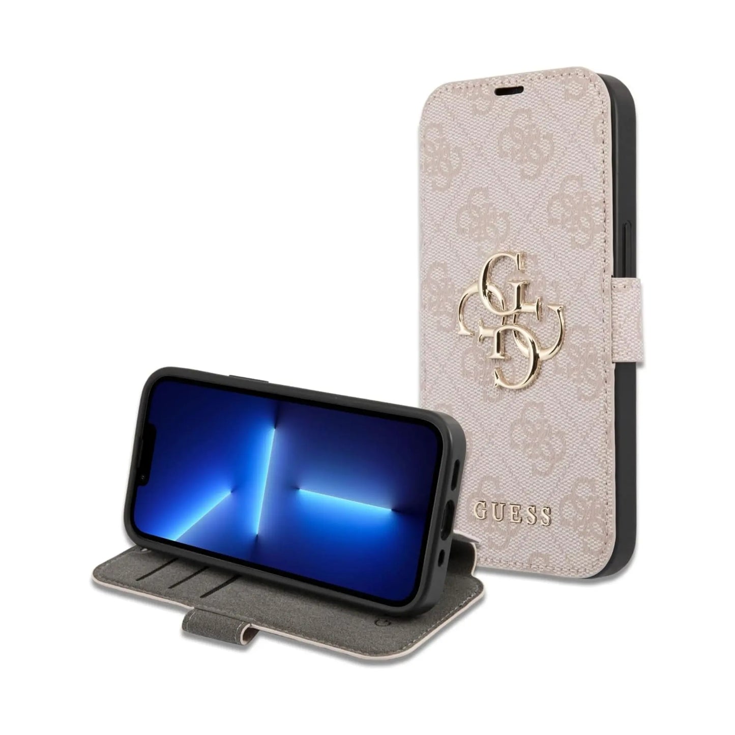 Guess 4G Big Metal Logo Book Case, Pink – iPhone 13 Pro Max