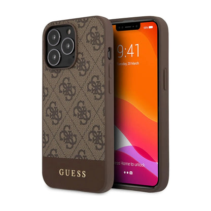 Guess Handyhülle GUHCP13XG4GLBR 4G Stripe Kollektion Braun – iPhone 13 Pro Max
