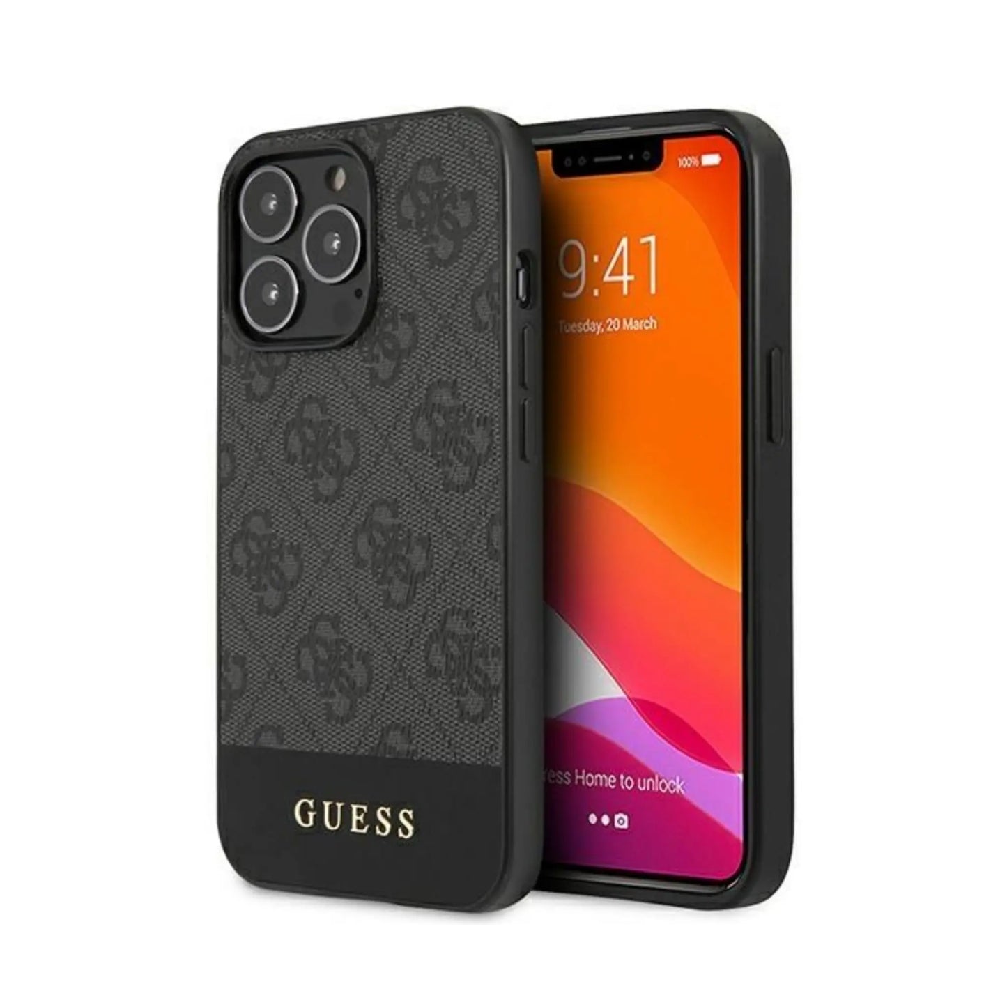 Guess Hülle GUHCP13LG4GLGR 4G Stripe Collection Grau – iPhone 13 Pro / 13