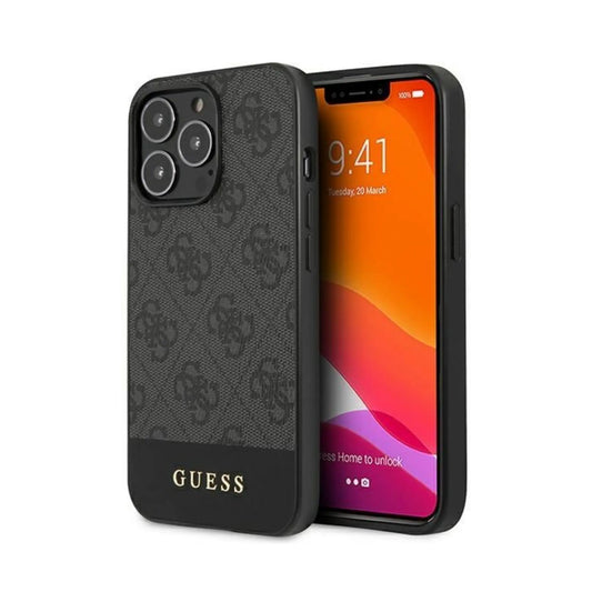 Guess Hülle GUHCP13LG4GLGR 4G Stripe Collection Grau – iPhone 13 Pro / 13