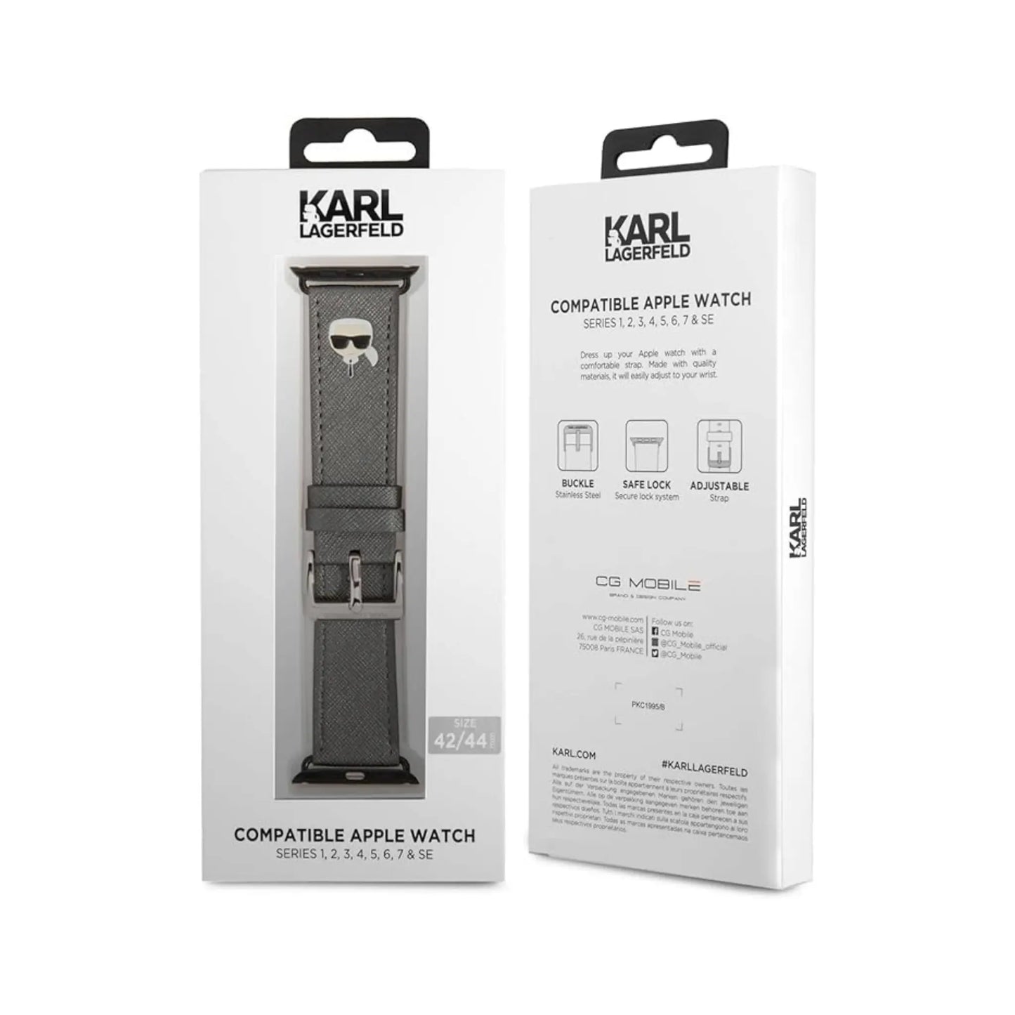 Karl Lagerfeld Silikon Karl Head Apple Watch Armband, Grau - 38/40/41 mm
