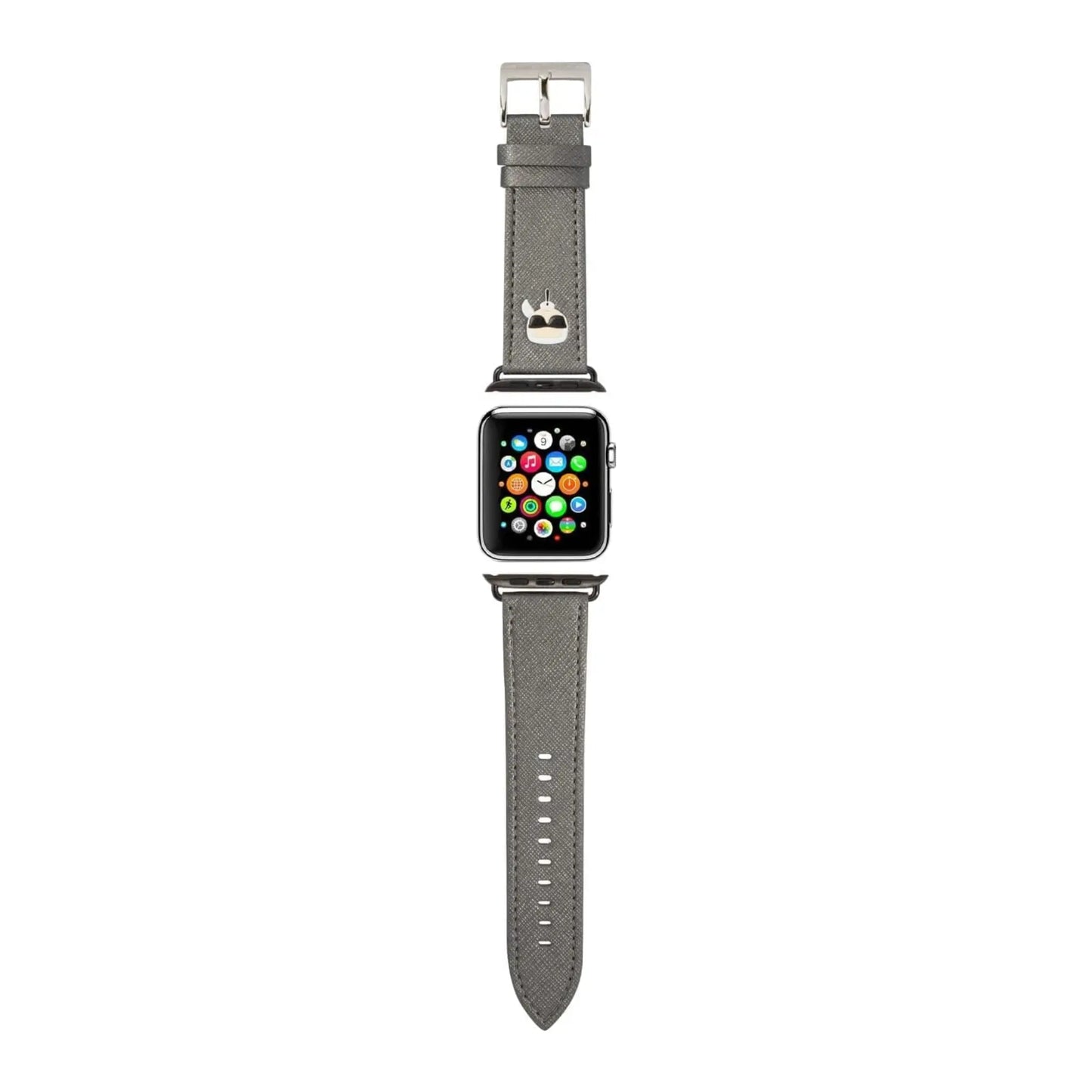 Karl Lagerfeld Saffiano Karl Heads Apple Watch Armband KLAWLOKHG, Silber - 42/44/45 mm