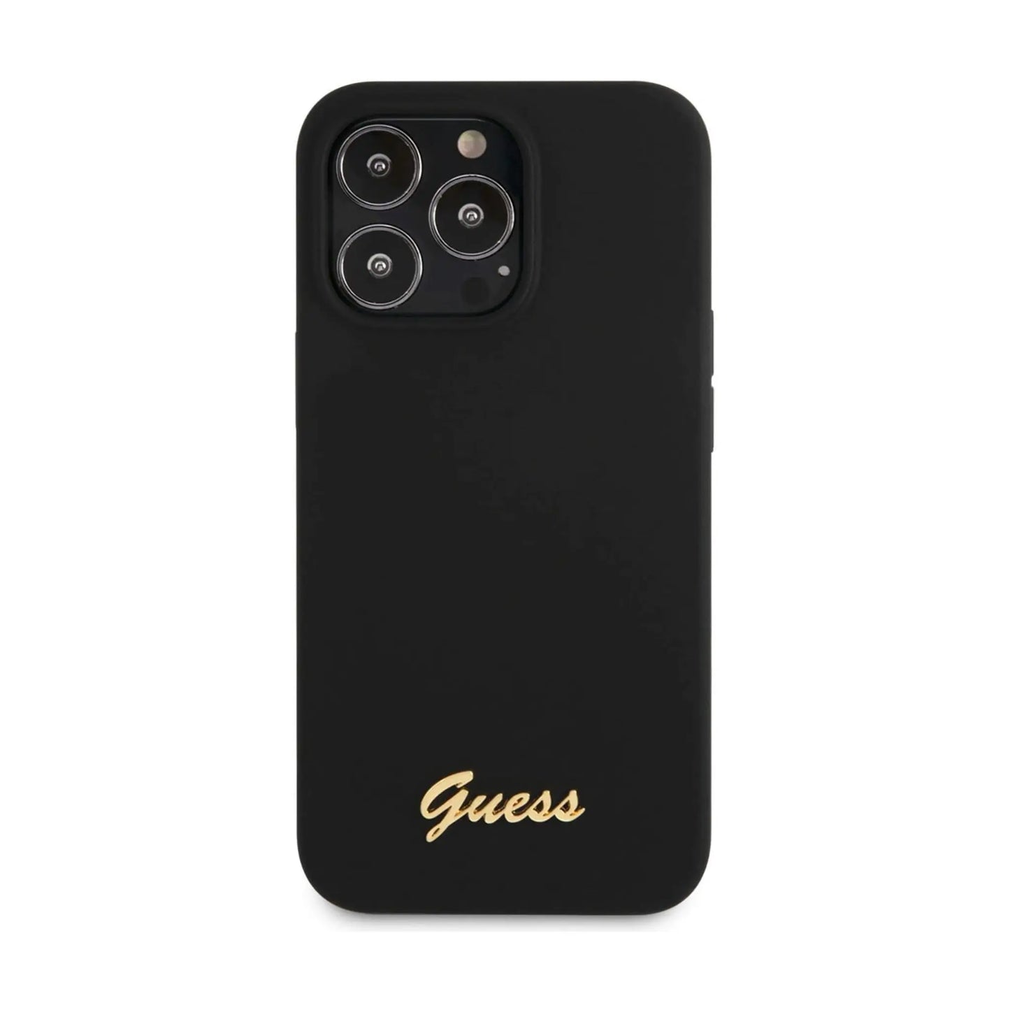 Guess GUHCP13XLSLMGBK Hülle Silikon Script Gold Logo Schwarz - iPhone 13 Pro Max