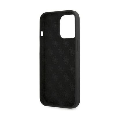 Guess GUHMP13LLSLMGBK Silicone Script Gold Logo MagSafe Case, Schwarz – iPhone 13 / 13 Pro