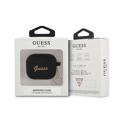 Guess GUA3LSCHSK AirPods 3 Hülle Script Logo Schwarz