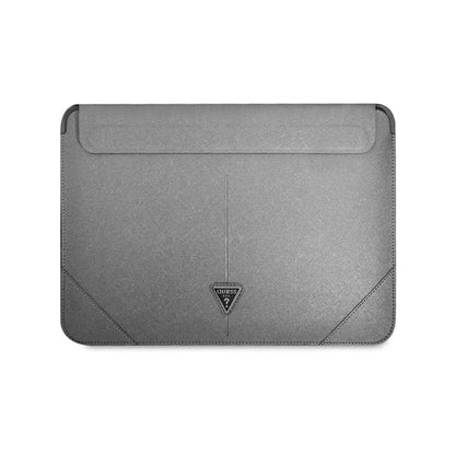 Guess GUCS16PSATLG Saffiano Triangle Logo Sleeve, Grau – bis 16 Zoll