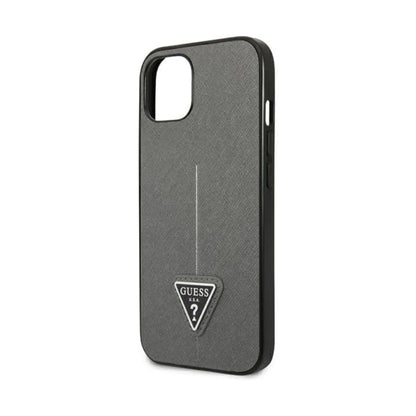 Guess Hülle GUHCP13SPSATLG Saffiano Triangle Logo Silber – iPhone 13 Mini