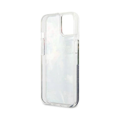 Guess iPhone 13 Hülle, Blau – Liquid Glitter Flower
