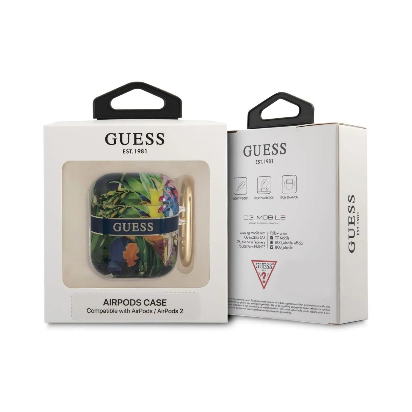Guess GUA2HHFLB AirPods Hülle Heart Glitter - Blau
