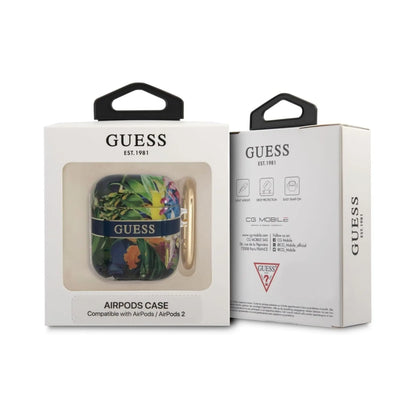 Guess GUA2HHFLB AirPods Hülle Heart Glitter - Blau
