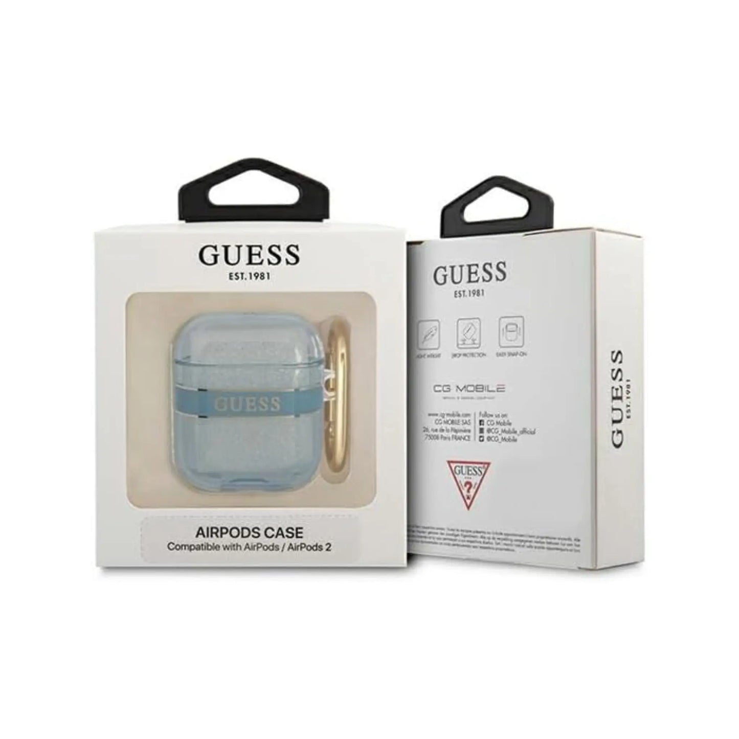 Guess GUA2HHTSB AirPods Hülle Heart Transparent - Blau