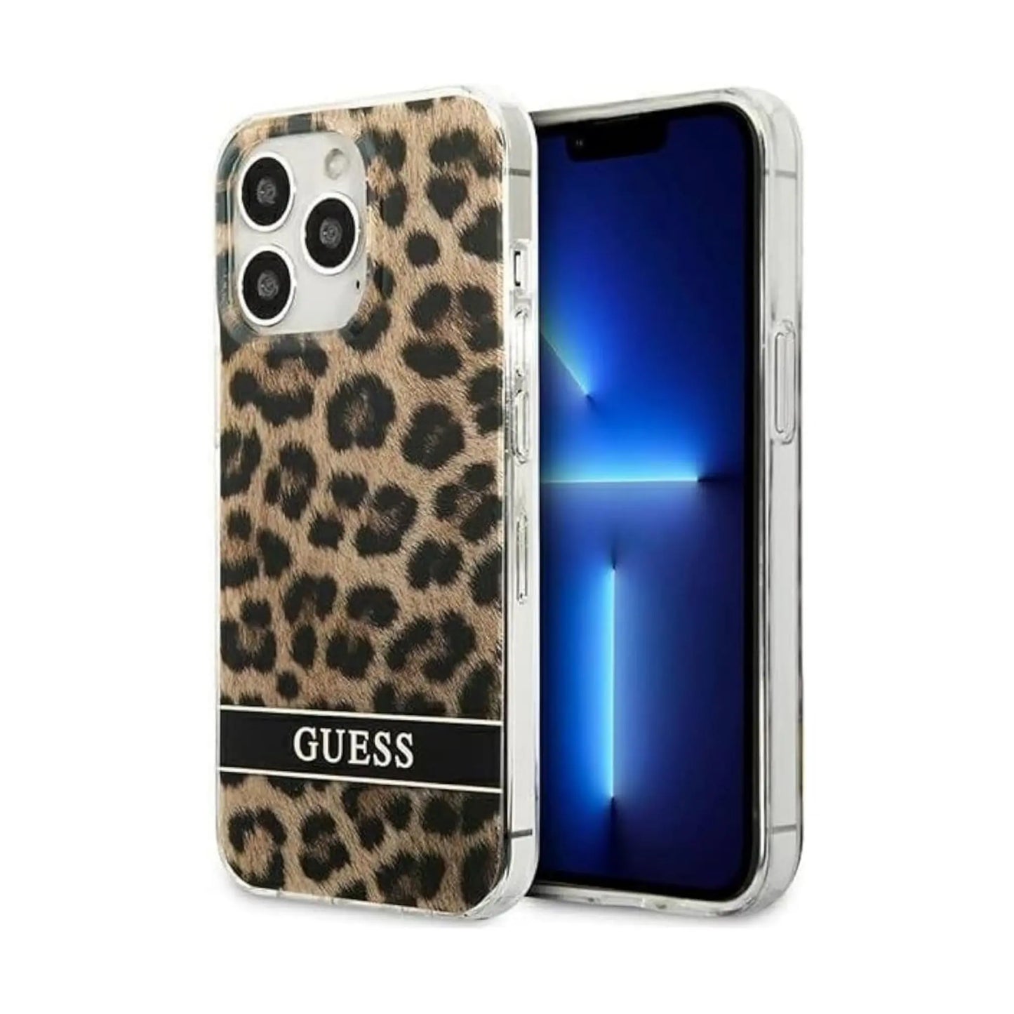 Guess Hülle Leopard Electro Stripe Braun - iPhone 13 Pro