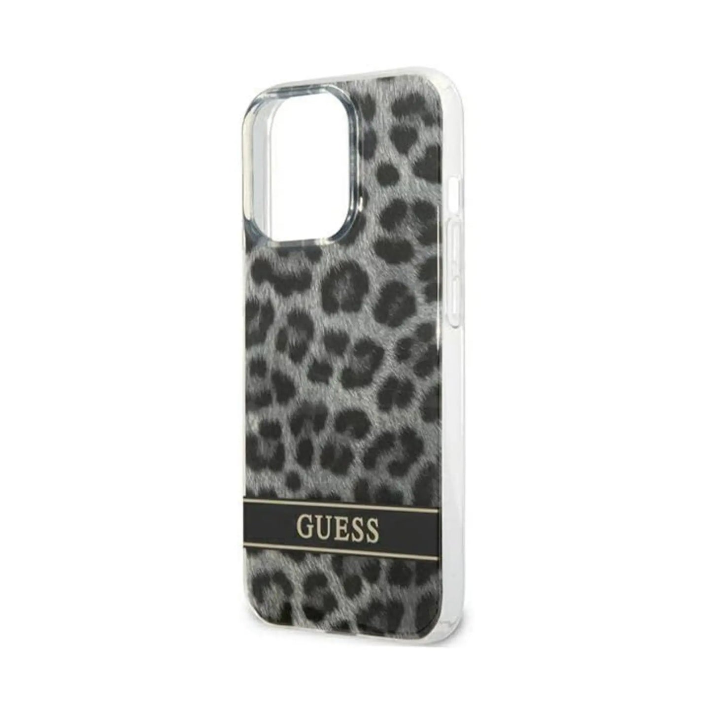 Guess Hülle Leopard Electro Stripe Grau - iPhone 13 Pro