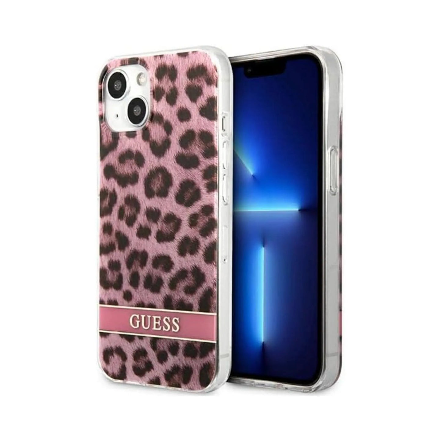 Guess Hülle Leopard Electro Stripe Pink - iPhone 13 mini