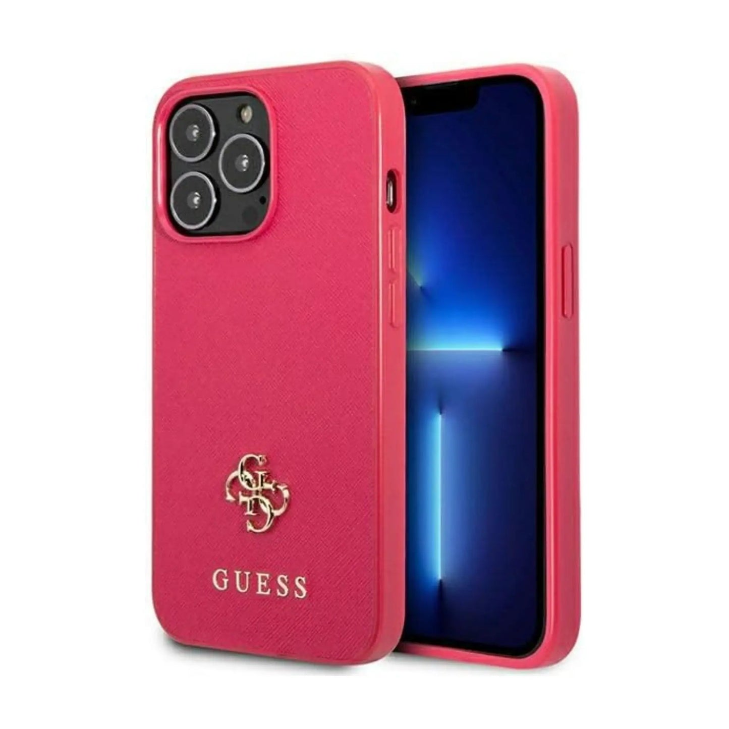 Guess GUHCP13XPS4MF Saffiano 4G Small Metal Logo Case, Pink – iPhone 13 Pro Max