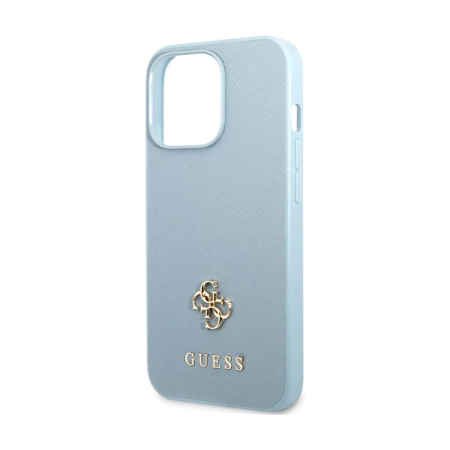 Guess GUHCP13LPS4MB Saffiano 4G Small Metal Logo Case, Blau – iPhone 13 / 13 Pro