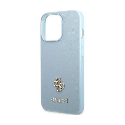 Guess GUHCP13LPS4MB Saffiano 4G Small Metal Logo Case, Blau – iPhone 13 / 13 Pro