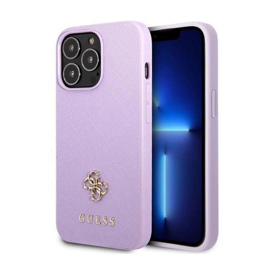 Guess GUHCP13LPS4MU Saffiano 4G Small Metal Logo Case, Lila – iPhone 13 / 13 Pro