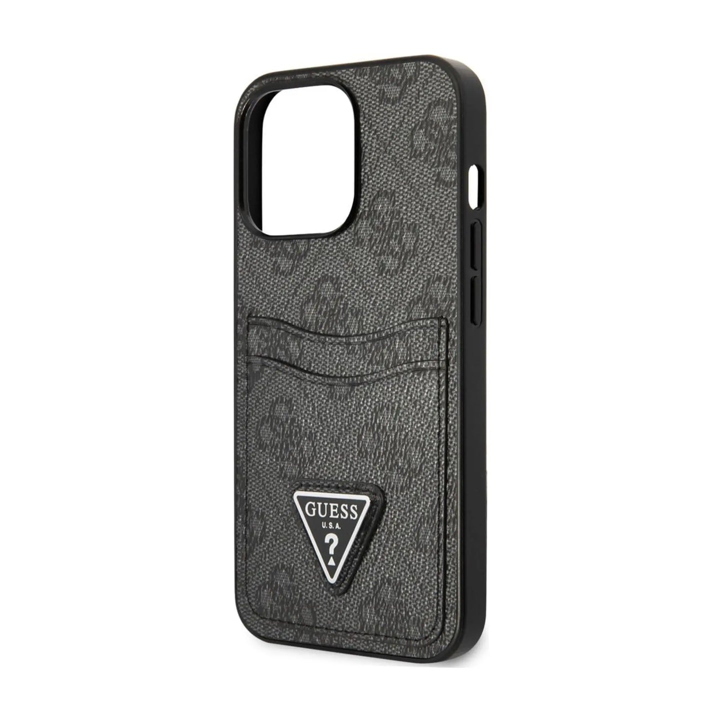 Guess GUHCP13LP4TPK 4G Triangle Logo Card Slot Case, Schwarz – iPhone 13 / 13 Pro