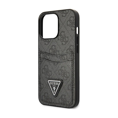 Guess GUHCP13LP4TPK 4G Triangle Logo Card Slot Case, Schwarz – iPhone 13 / 13 Pro