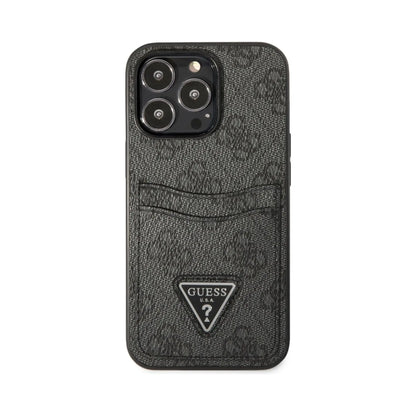 Guess GUHCP13LP4TPK 4G Triangle Logo Card Slot Case, Schwarz – iPhone 13 / 13 Pro
