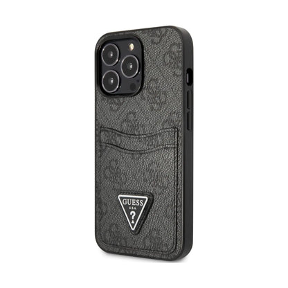 Guess GUHCP13XP4TPK 4G Triangle Logo Card Slot Case, Schwarz – iPhone 13 Pro Max