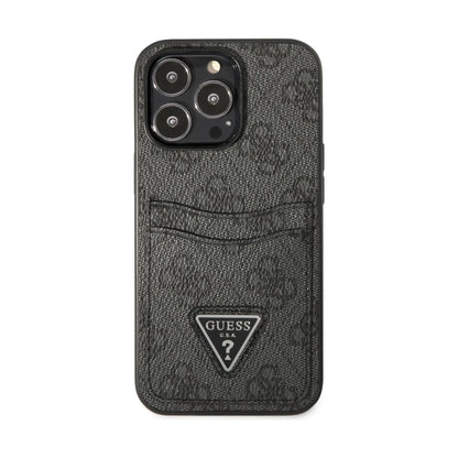 Guess GUHCP13XP4TPK 4G Triangle Logo Card Slot Case, Schwarz – iPhone 13 Pro Max
