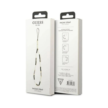 Guess GUSTBCKH Phone Strap Heishi Perlen Schwarz Weiß