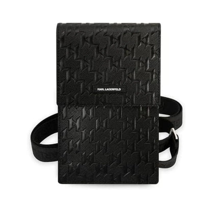 Karl Lagerfeld Saffiano Monogram Brieftasche Handytasche - Schwarz