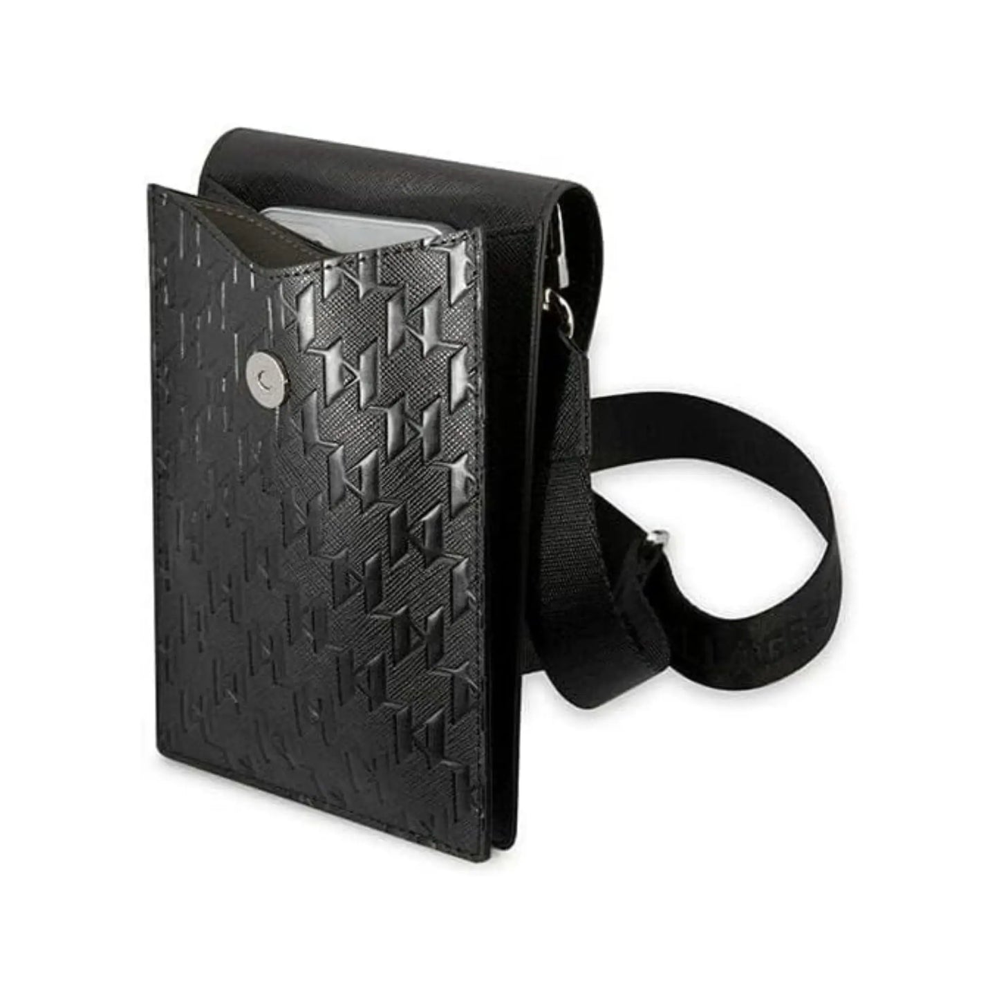 Karl Lagerfeld Saffiano Monogram Brieftasche Handytasche - Schwarz