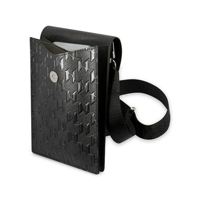 Karl Lagerfeld Saffiano Monogram Brieftasche Handytasche - Schwarz