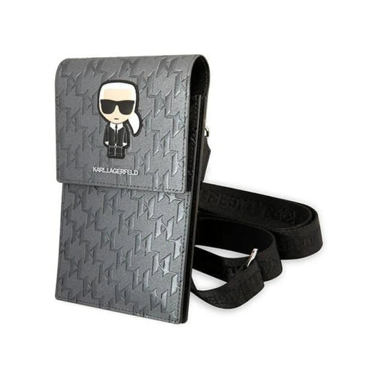 Karl Lagerfeld Handytasche KLWBSAMIPG Ikonik Karl Monogramm Patch Silber – Universal
