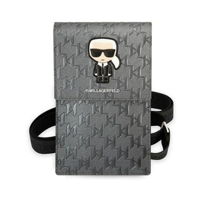 Karl Lagerfeld Handytasche KLWBSAMIPG Ikonik Karl Monogramm Patch Silber – Universal