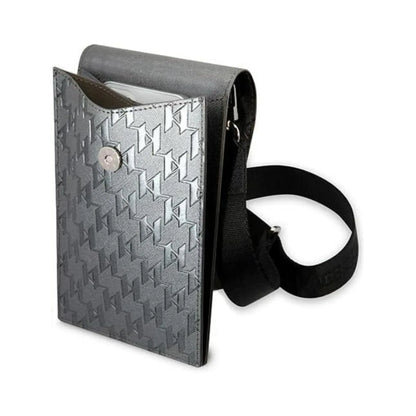 Karl Lagerfeld Handytasche KLWBSAMIPG Ikonik Karl Monogramm Patch Silber – Universal